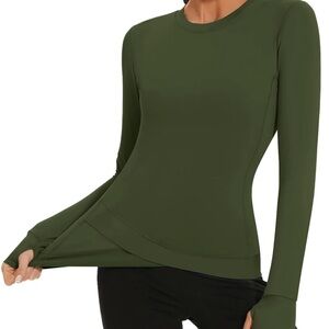 Akewei Long Sleeve Crewneck Shirts for Women Slim Fit Basic